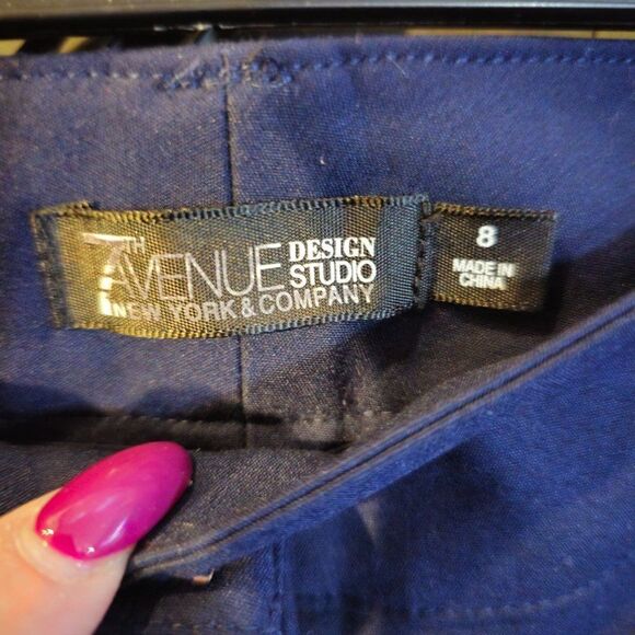 7th Avenue Design Studio Women's Navy Blue Stretch Dress Pants Size 8 - Picture 11 of 15